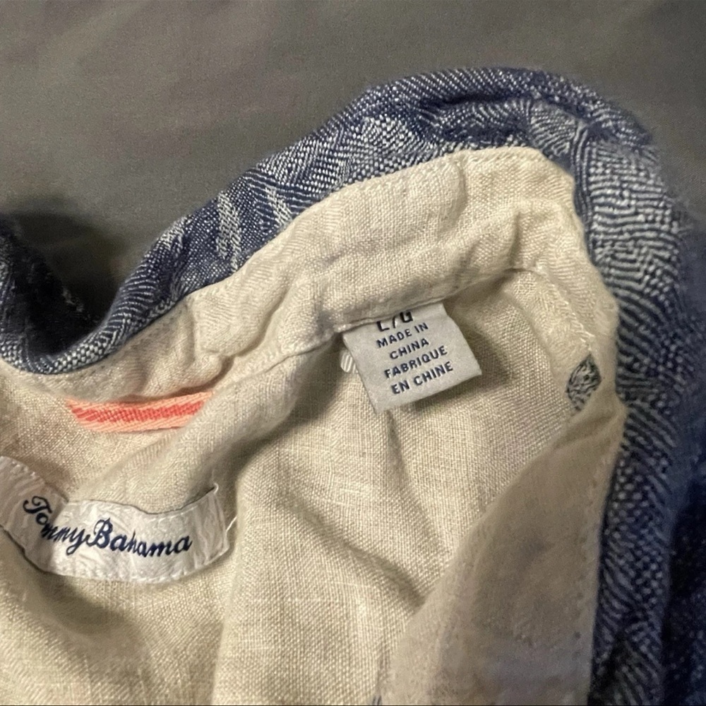 Vintage Tommy Bahama " Help Me Fronda" Ocean Deep 100% Linen Large - Picture 4 of 9